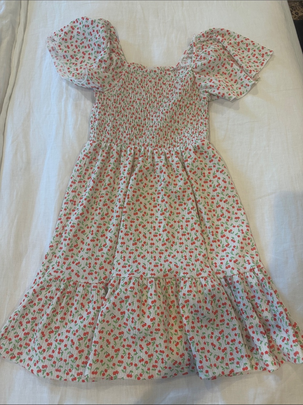 Zara Cream Sundress with Red Cherry Print